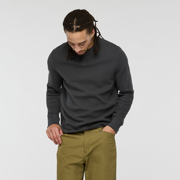 Atajo Long-Sleeve Waffle Henley - CHARCOAL