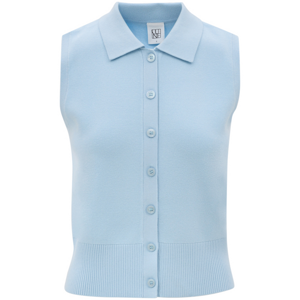 OLLY SLEEVELESS CARDI - ICE BLUE