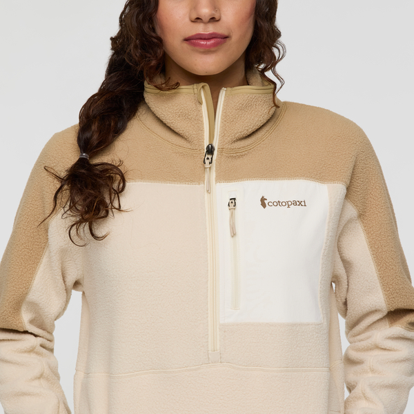 Abrazo Fleece Half-Zip Jacket - KHAKI AND CREAM