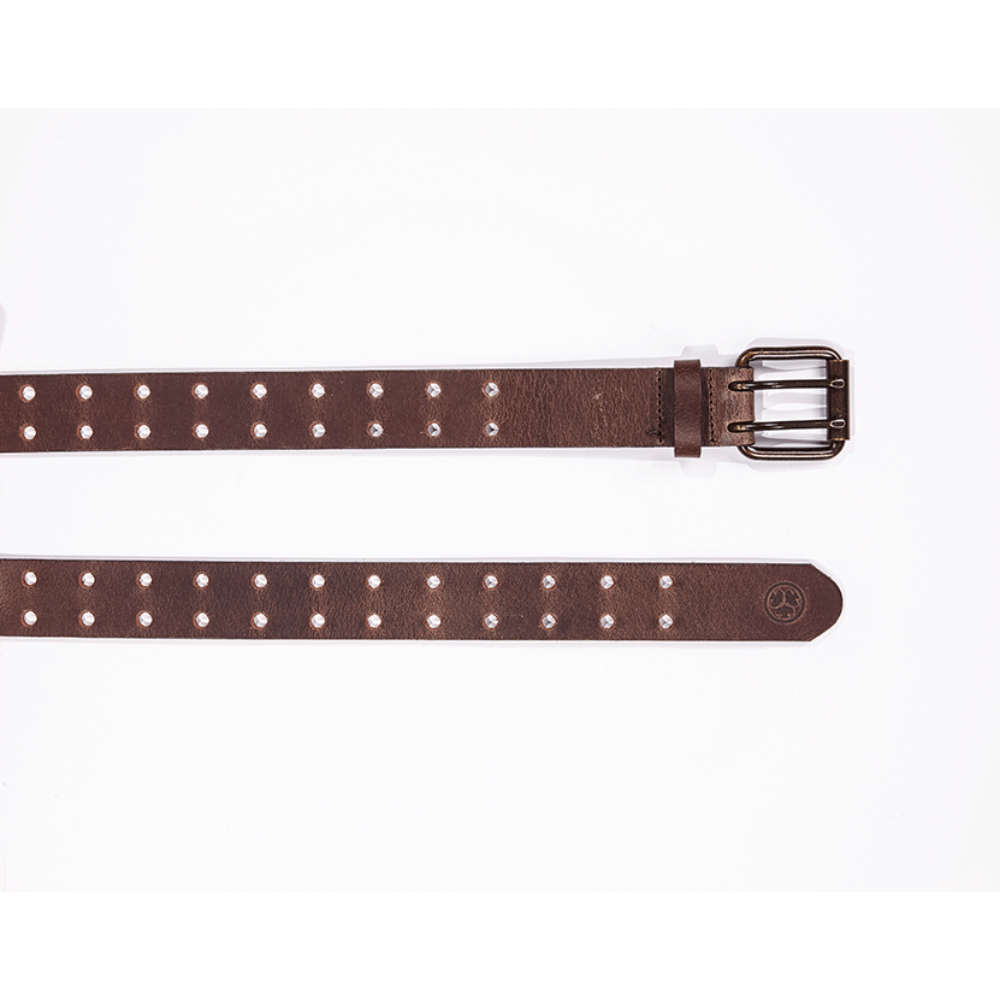 DOUBLE PRONGED WORK BELT - DARK BROWN