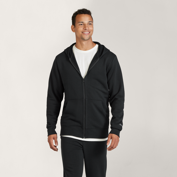 MENS ANYTIME FULL ZIP HOODIE - NATURAL BLACK