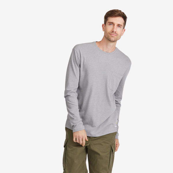 MENS ANYTIME LONG SLEEVE TEE - MEDIUM GREY