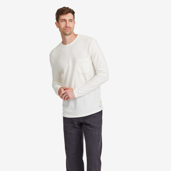 MENS ANYTIME LONG SLEEVE TEE - NATURAL WHITE