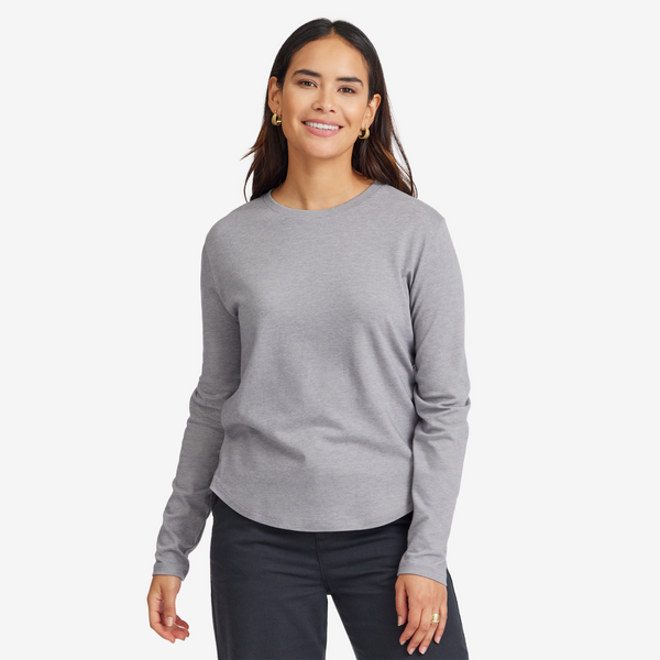 WOMENS ANYTIME LONG SLEEVE TEE - MEDIUM GREY