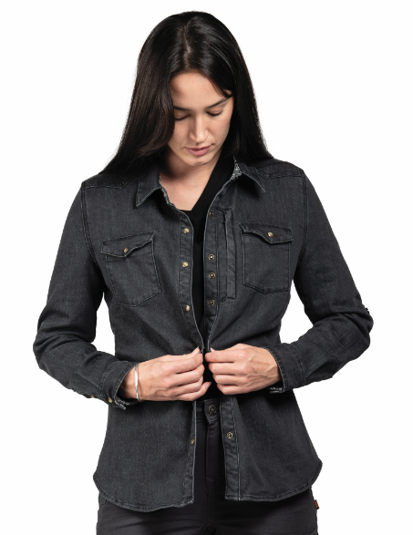 Black denim work shirt deals